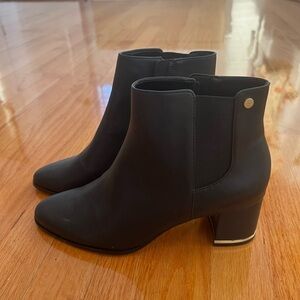 Calvin Klein black short booties with gold hardware size 8